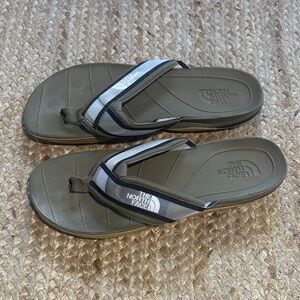 The North Face Olive Sandals with Black and White Straps